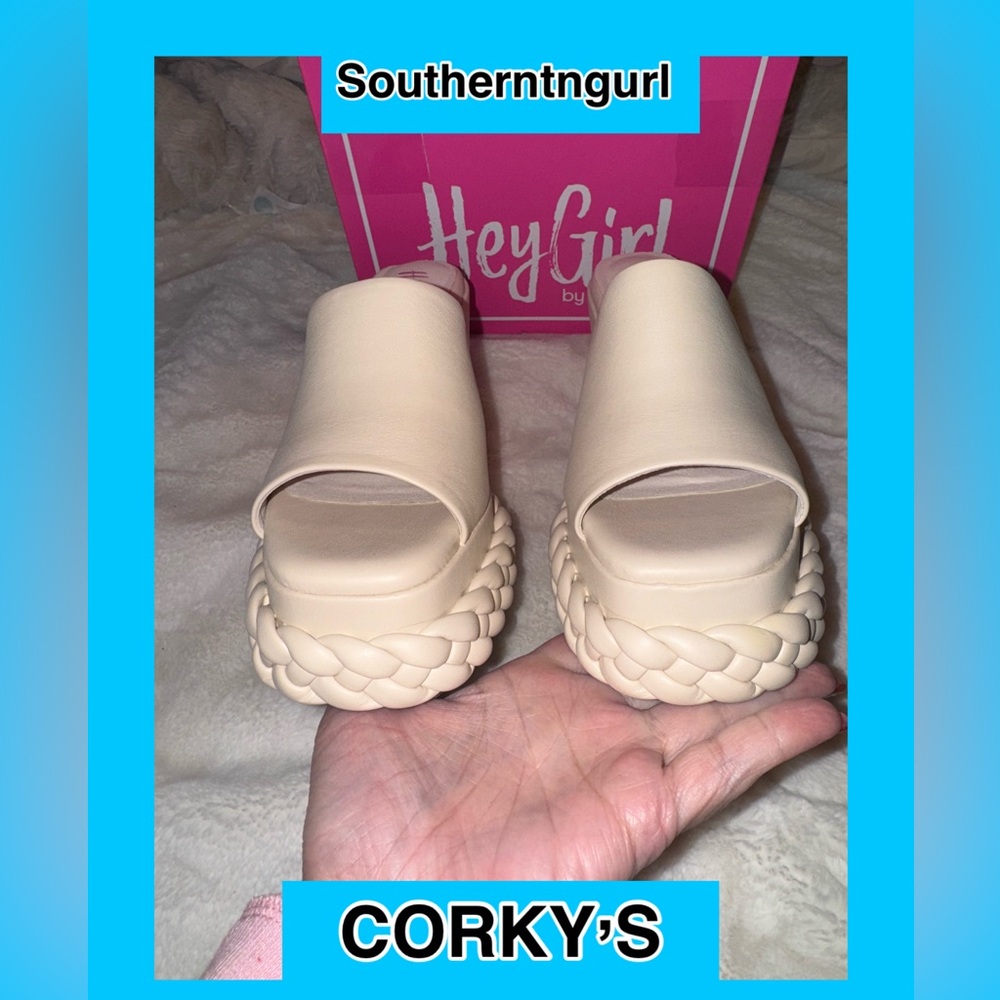 NWT CORKYS “ Resting Beach Face “ Wedge Platform Sandals Platforms Wedges - Picture 7 of 15